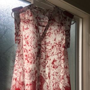 sleeveless blouse red and white print